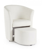 Leatherette armchair with removable pouf White RITA 64,5x 59,5x h78 cm