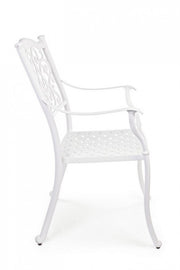 Ivrea white outdoor chair with armrest