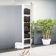 Shoe cabinet 1 mirror door white structure 51x22xh.181 cm