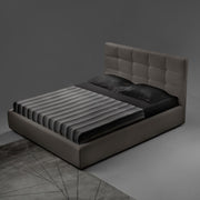 Napoli double bed in dove gray fabric with container