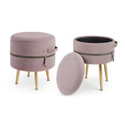 Set of two pink poufs with opening