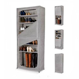 Domopak shoe rack in gray fabric 7 shelves 68x30x160H cm