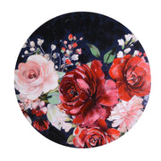 Round wooden painting with red flowers cm ø80h2,6