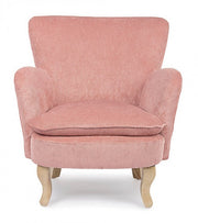 Chenille vintage armchair upholstered in pink velvet