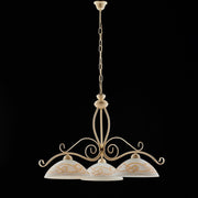 Ivory Decape iron chandelier with Gold finishing three lights 71x h56 cm