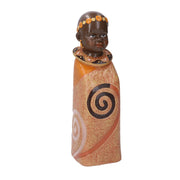 Orange ceramic child statue africa cm8x8h26,5