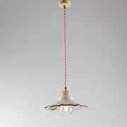 Cable chandelier in Brown Decape fabric one light lampshade in Ceramic 30x h15 cm