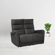 Gray 2-Seater Sofa with 2 Electric Recliners - 135 x 98 x 109 cm