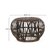 DORADAL brown rattan outdoor coffee table pouf diameter 65x h44 cm