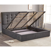 Dark Grey Fabric Double Bed with Storage - 171cm x 209cm x 115cm