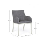 Gray powder coated aluminum chair 55x 62x 82h cm