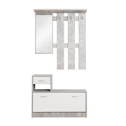 White and concrete entrance wardrobe cabinet 100x25xh.180 cm
