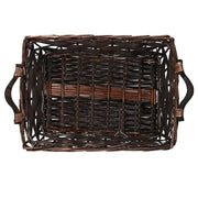 Rectangular walnut wicker basket cm53/58x37h13
