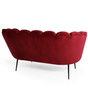 Two seater sofa in red shell velvet Orel cm 135x76,5xh. 79