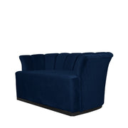 Argentario 2 seater sofa in midnight blue velvet with black base