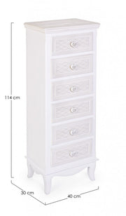 Classic chest of drawers in white wood 6 drawers Charlene