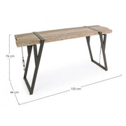 Steel console with wooden top BLOCKS 153x44 h76 cm