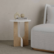 Luna white and oak coffee table 40x40x47h