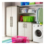 Low multipurpose wardrobe with two doors and two shelves Beige EXCELLENCE 89x54x h93 cm