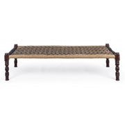 Ethnic bench in black wood KHAT TAMIL 176x86x h46 cm