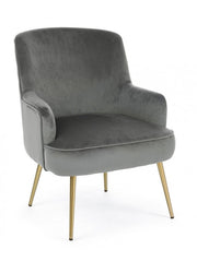 Clelia gray armchair with gold velvet effect