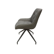 Gray Dining Chair with Dark Faux Leather Backrest and Black Legs