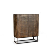 Brown mango wood sideboard 2 doors 6 internal compartments 100x45xh.120 cm