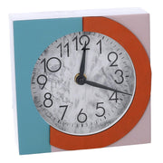 Pink and blue wooden clock square cm15x5x15