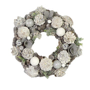 Crown with silver glitter pine cones cm ø45