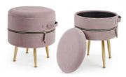 Set of two pink poufs with opening