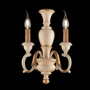 Two lights Ivory and Gold Leaf wood wall lamp 25x h40 cm