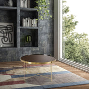 Black metal glass table 70 x 70 x h 40 cm