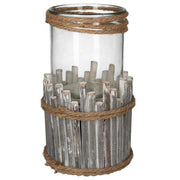 Candle holder in bleached glass wood 1p round cmø15h19