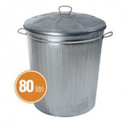 Waste bin in galvanized steel 80 liters diameter 48x h50 cm