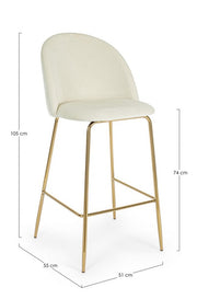 2x Bar stool carry white velvet atmosphere style