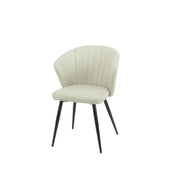 Beige Upholstered Krid Chair with Black Metal Legs