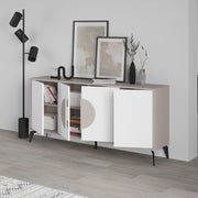 Light Mocha Sideboard 180x35.6x82 cm with White Doors