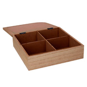 Squared brown wooden tea box cm20x20h6
