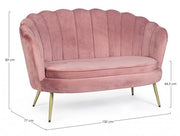 2 seater velvet effect sofa Giliola antique pink