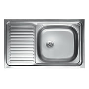 Countertop kitchen sink with left steel drainer 50x90 cm (N118SX)