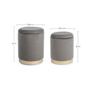 Set of 2 Poufs in velvet with container Gray POLINA