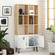 Bene bookcase with white oak doors