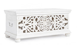 White inlaid shabby storage bench 100 x 50 x 45h cm