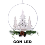 Led metal garland with white churchcm25x7x47,5