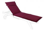 External sunbed cushion in removable burgundy Poly fabric