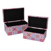 Rectangular multicolor patterned faux leather box 1-2 cm30x18h15
