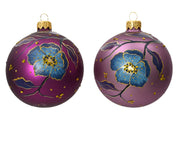Assorted 8cm Matte Glass Christmas Ornament with Two-Tone Flower Design