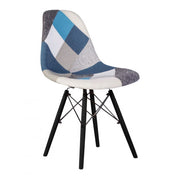 Patchwork Fabric Perdita Chair with Wood Legs and Black Metal Support 84x48x54 cm