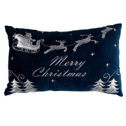 Fabric led cushion with blue reindeer cm50x30x12