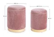 Set of 2 Poufs in velvet with POLINA Antique Pink container